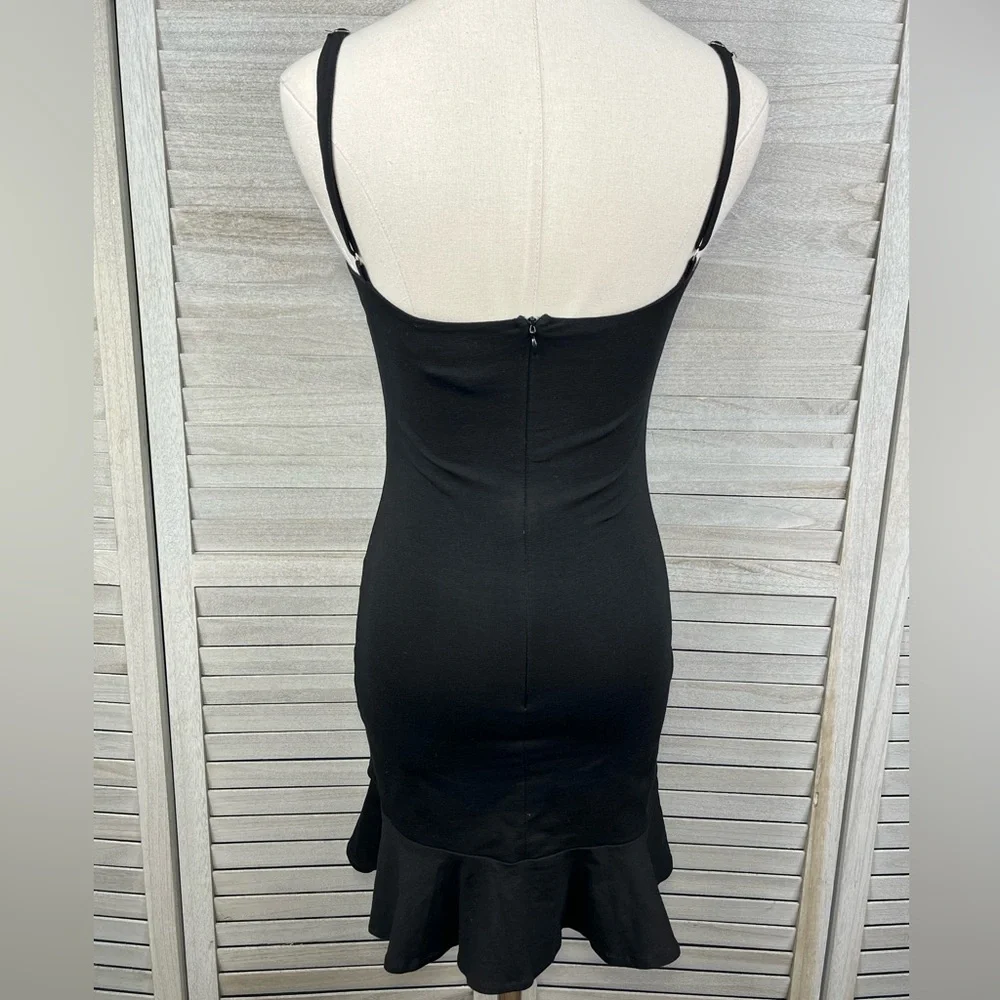 PRINCESS POLLY Black Sleeveless Mini Dress with Flounced Hem-0 - Picture 2 of 2